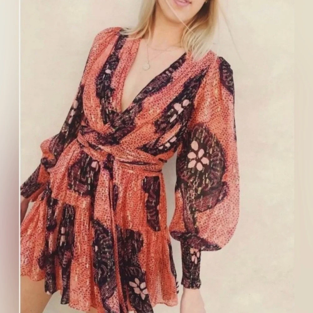 Ulla Johnson Noemi Coral and Metallic Silk Mini Dress - Picture 11 of 14